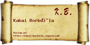 Kabai Borbála névjegykártya