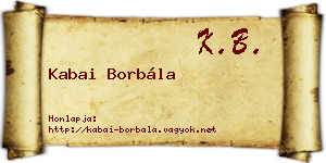 Kabai Borbála névjegykártya